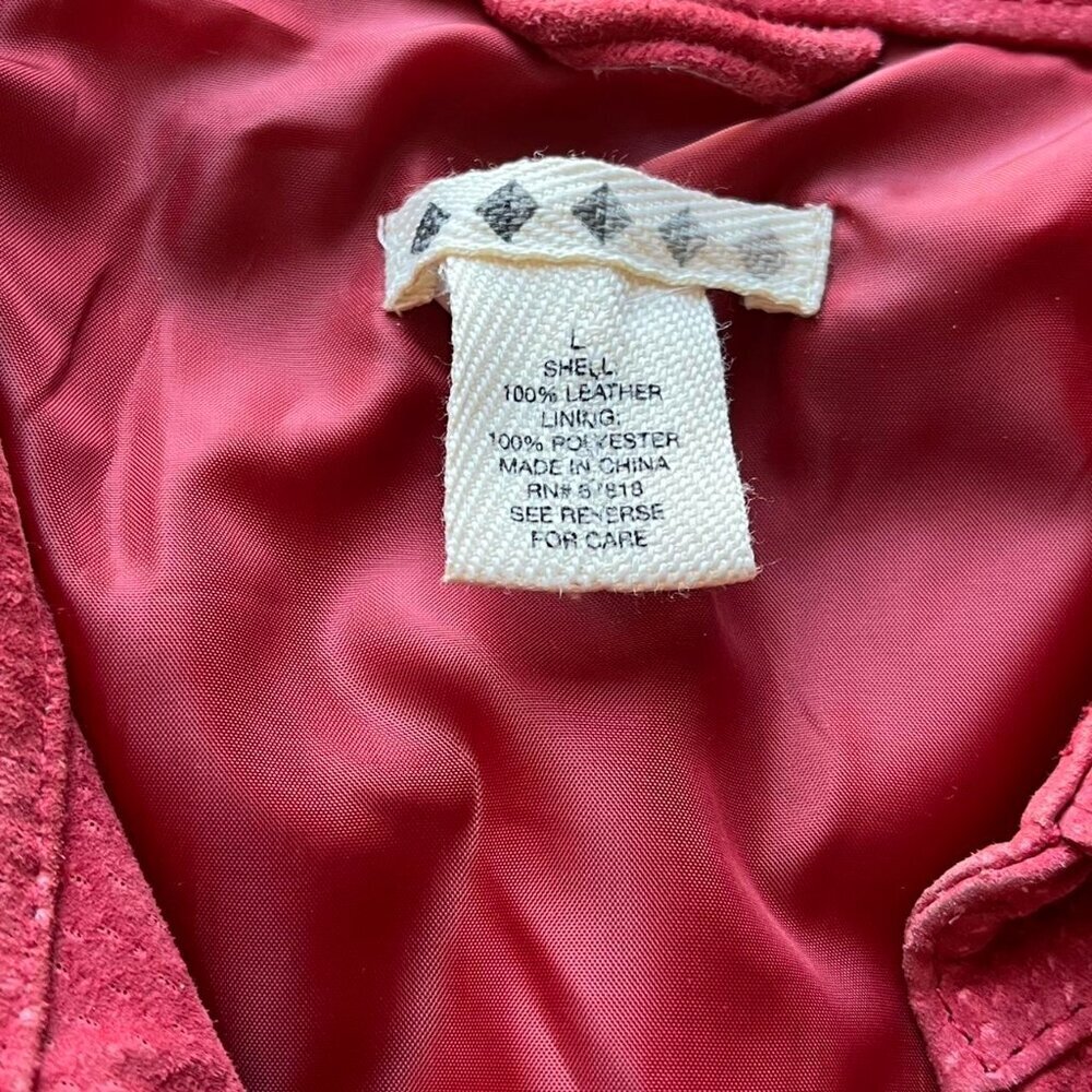 Vintage Red-pink Suede 100% Genuine Leather Womens L Biker Stylish Lightweight - Picture 2 of 8